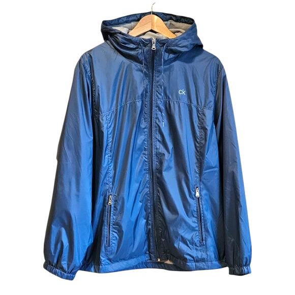 Calvin Klein Jacket Fleece Lined Warm Windbreaker Blue Women's XLarge - Picture 1 of 6